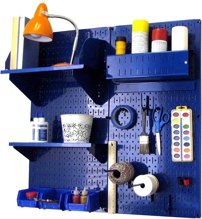 Wall Control Craft & Hobby Pegboard Organizer Storage Kit with Blue Pegboard and Blue Accessories