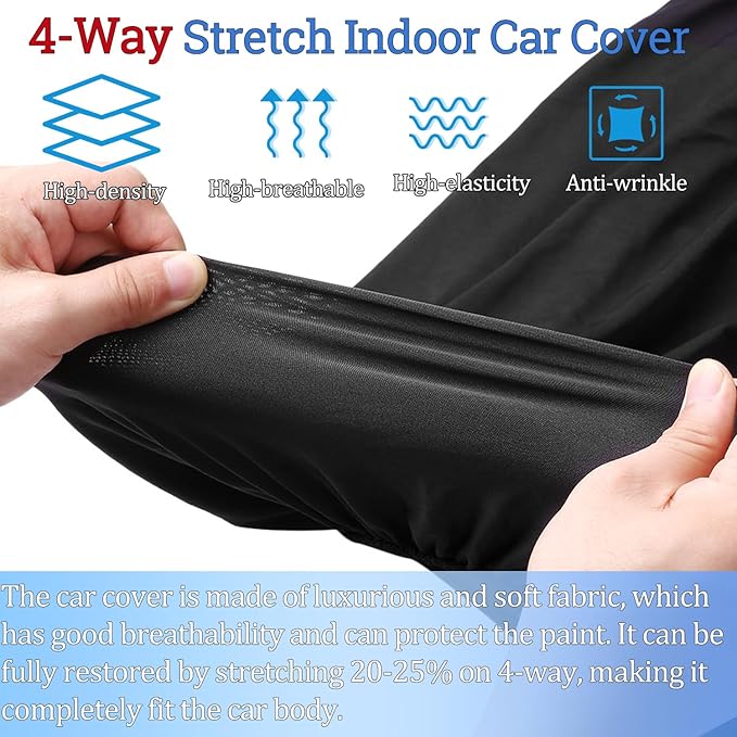 Indoor Car Cover Custom Fit for 2006-2024 Dodge Challenger Luxurious Soft Stretch Satin Car Cover Breathable Dust-Proof for Underground Garage, Car Show