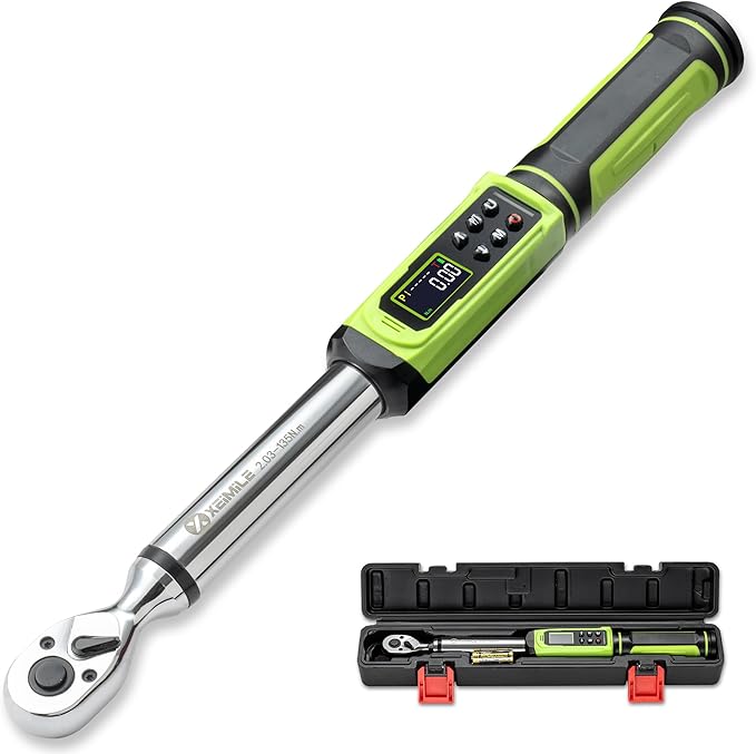 Digital Torque Wrench 3/8"Drive-1.5-99.6Ft.Lb/2.03-135N.m, Electric Torque Wrench With Dual Direction Vibration Buzzer LED Indicator,±2% Accuracy Five Units for Bike Motorcycle Car Auto Repair