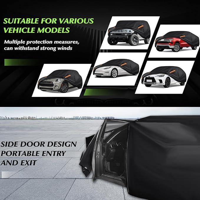 16-Layer Special Full Car Cover Fit for 2008-2024 MERC-edes Benz C Series C300 C350 C63 AMG S, Heavy 600D Oxford Cloth, All-Weather Protection Summer Sun Exposure and Winter Snow Rain Dust UV