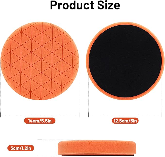 Buffing Polishing Pads, 7Pcs 5.5 Inch 140mm Face for 5Inch 125mm Backing Plate, Car Compound Buffing Sponge Pads and Woolen Pads Cutting Polishing Pad Kit for Car Polishing and Waxing