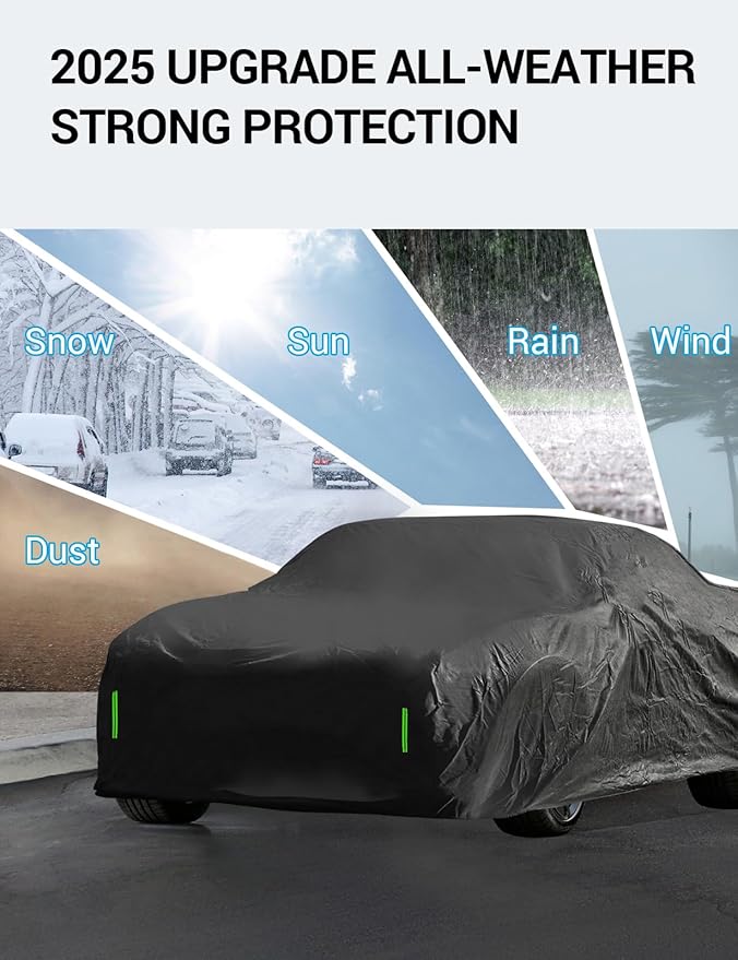 Proadsy 2026 Upgrade Car Cover Custom Fit for Dodge Challenger 2008-2023, Windproof Waterproof All Weather Protection, Sun Rain Dust Snow Outdoor Cover