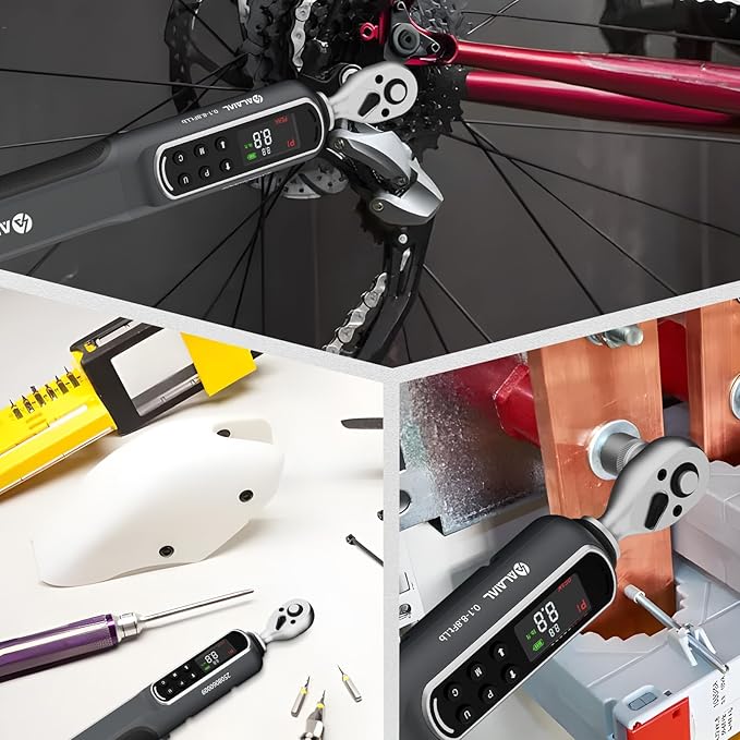 1/4 Drive Digital Torque Wrench, 0.1-8.8 Ft.Lb/0.2-12 Nm Drive Dual Direction Rachet Torque Wrench with Vibration, Buzzer and LED Alert, Electronic Torque Wrench for Bike Motorcycle Car Repair