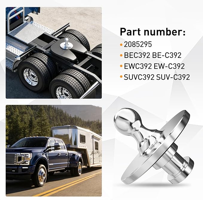 Nilight Fifth Wheel to Gooseneck Ball Adapter, Kingpin to 2-5/16 Inch Gooseneck Ball Towing Receiver Adapter for Trailer Tractor w/ 30,000lbs Max Load, Silver