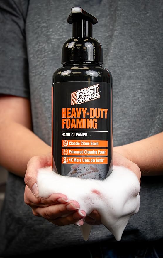 Fast Orange Heavy-Duty Foaming Hand Cleaner 23015, Cleans Grease, Grime & Oil for Garage & Home Use, New and Improved Skin-Conditioning Formula 10 Times More Uses/Bottle, 15 Fl Oz.