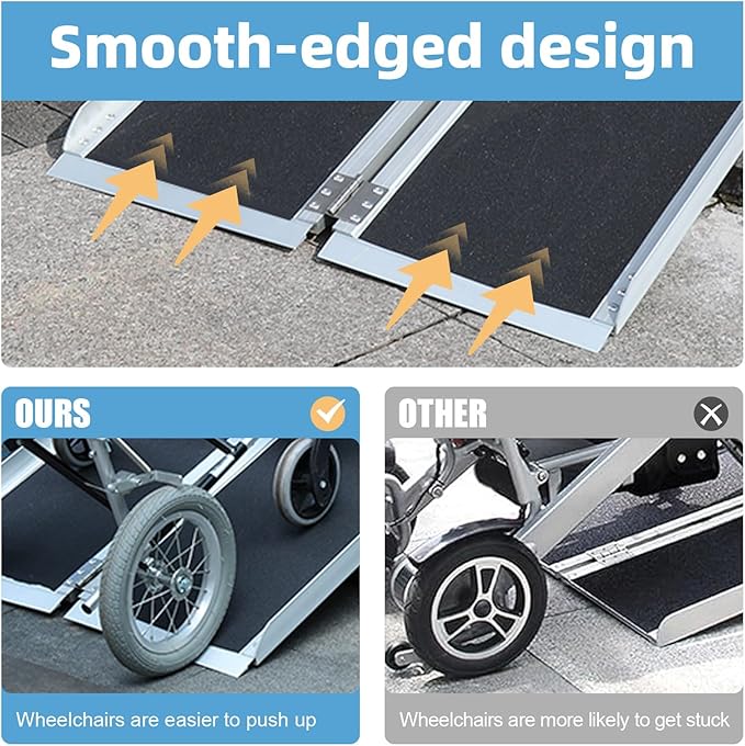 Portable Wheelchair Ramp 3FT,No-Slip Aluminum Folding Handicap Ramp 800 lbs Load Capacaity,Wheel Chair ramp for Home Steps,Stairs,car