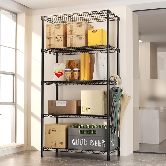 SINGAYE Shelf Closet Wire Shelving：Adjustable Metal Unit for Laundry Room Organization Bathroom Kitchen Home Garage Storage Pantry Rack Shelves