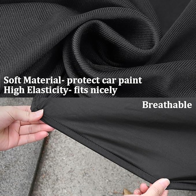 WinPower Indoor Sports Car Cover 154-169 inches Stretch Dustproof Protection Full Car Cover for Underground Garage, Car Show, Black