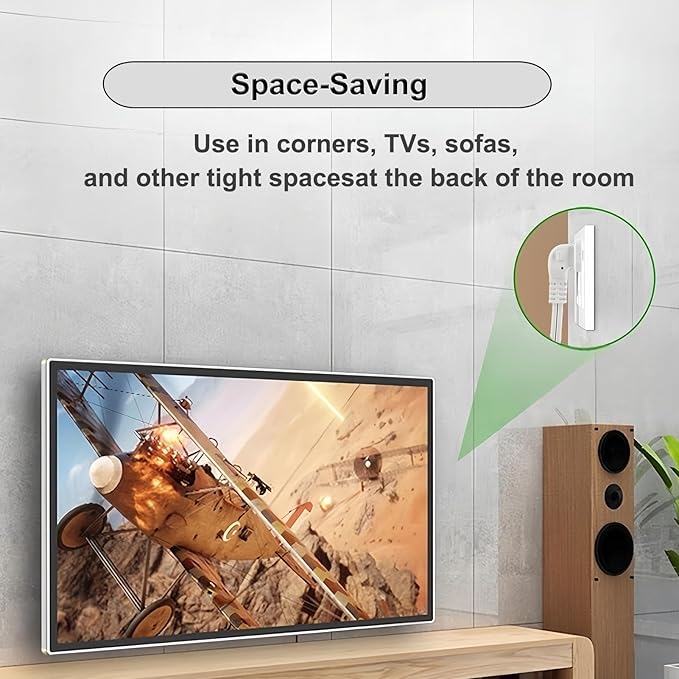 2 Prong 1 to 2 Extension Cord,Power Splitter White,2 Way Short Cord with Flat Plug,Dual Outlets Splitter Extension Cord for Home Decor,Office,Indoor/Outdoor,Appliance