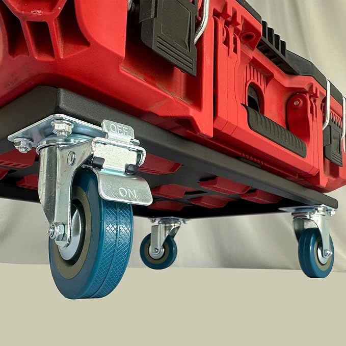 Duty Tool Box Dolly Compatible with Milwaukee Packout Carts, Fit for Packout Tool Box Made of Metal, Withstand up to 220 Lbs of Pressure, Milwaukee Dolly with Screws (Black, 1)