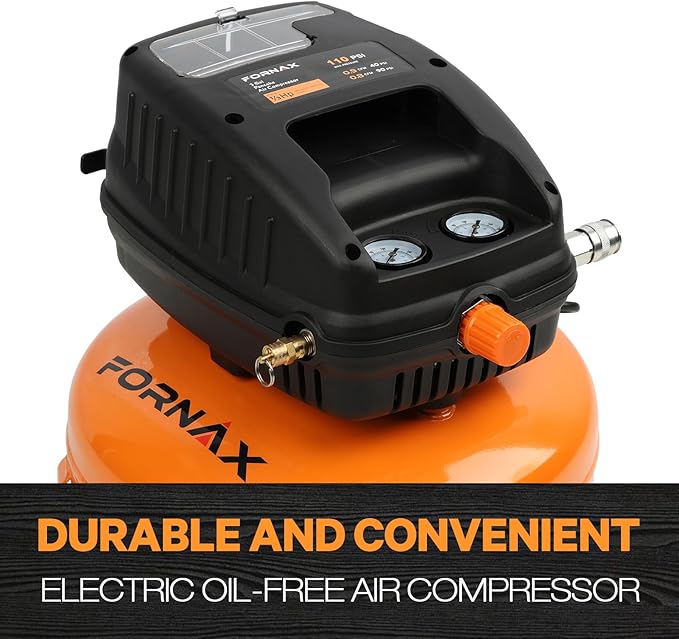 FORNAX Pancake Air Compressor, 3 Gallon, 110 PSI Portable Air Compressor, Oil Free