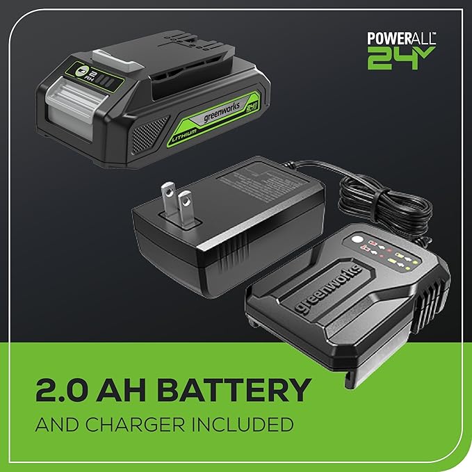 Greenworks 24V Cordless Tire Inflator, 160 PSI Portable Air Compressor, 2 Power Sources, Auto Shut Off, for Car, Bicycle, Motorcycle, Air Boat, Inflatables With 2.0 Ah Battery & 2A Fast Charger