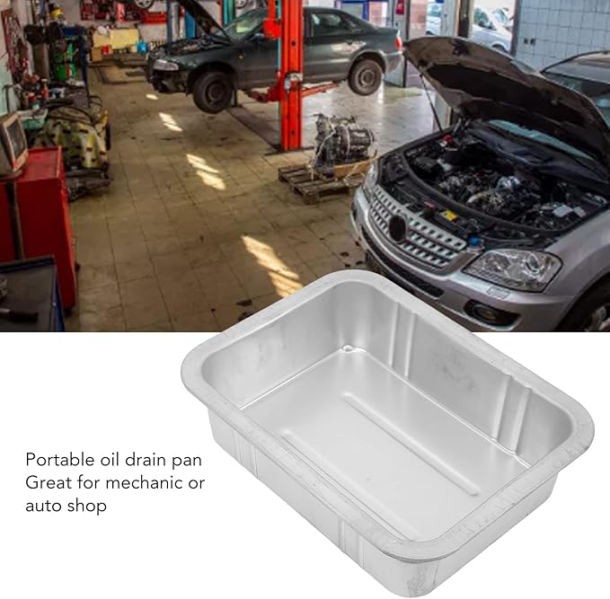 Asixxsix Oil Drain Pan, Metal Universal Oil Change Drain Pan Leak Portable Oil Drip Catcher Pan Strong and Automotive Drain Pan for Cars, Motorcycles, Boats (5L)