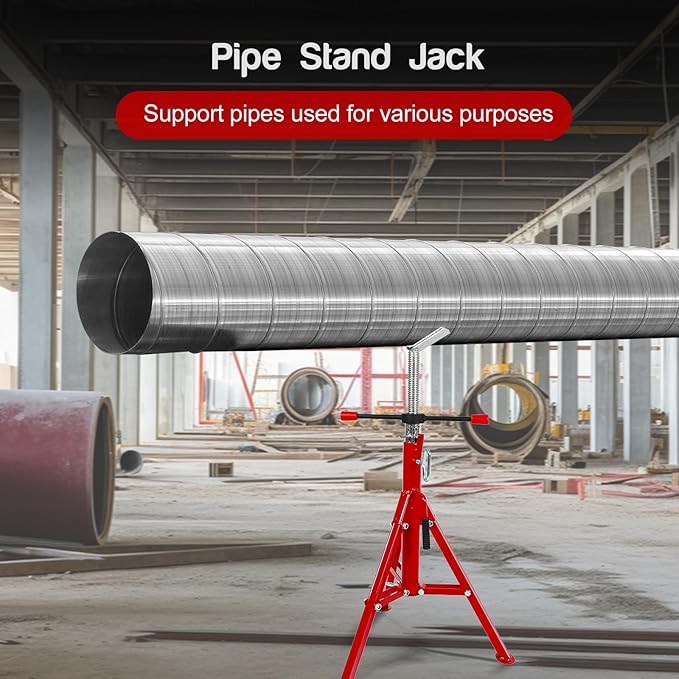 BLACKHORSE-RACING V Head Pipe Stand, 28"-52" Adjustable Height, 2500 LB Maximum Weight Limit, 1/2"-12" Pipe Support, Steel Folding Portable Pipe Stand Jack