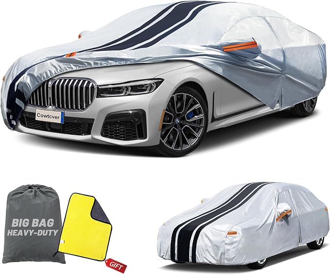 10-Layer Car Cover Waterproof All Weather. Outdoor Full Exterior Covers for Automobiles Fit Dodge Charger Challenger,BMW 6 Series, Cadillac CT6. Size A9 (Length 204 to 208 inch)