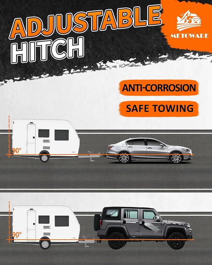 METOWARE Adjustable Trailer Hitch Ball Mount, 2" Towing Ball 7500 LBS, Fits 2-Inch Receiver, 6-Position Heavy Duty Tow Hitch with Pins and Trailer Hitch Lock