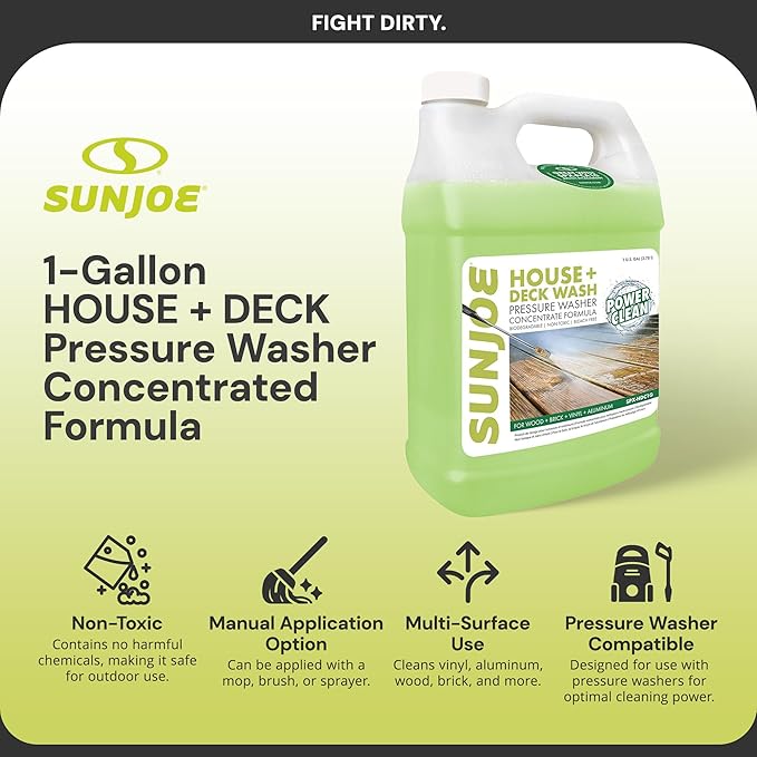 Sun Joe SPX-HDC1G House and Deck All-Purpose Pressure Washer Rated Concentrated Cleaner, 1-Gallon , White , 128 Fl Oz (Pack of 1)