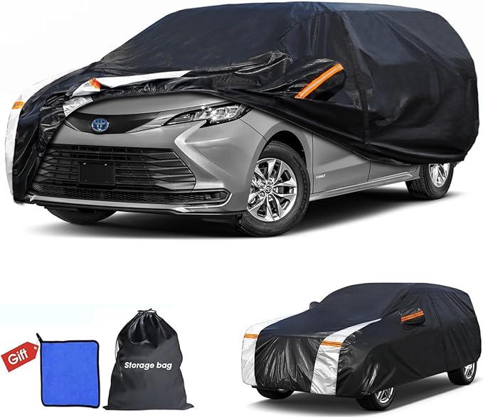 10 Layers Car Cover Custom Fit for Sienna 100% Waterproof All Weather Automobilesl, Heavy Duty Car Covers for Rain Sun UV Protection with Door Zipper.