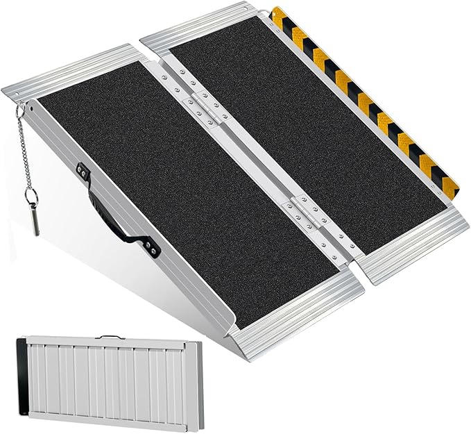 3FT Wheelchair Ramp for Home Steps & Porches (3-8 Inch Height) - Heavy-Duty Aluminum Ramp with Carry Handle, 800 lbs Capacity, Non-Slip Surface, Not Recommended for Low Door Thresholds
