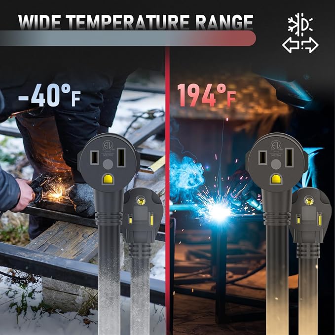 YESWELDER 20ft 250 Volt Welder Extension Cord 8 AWG Power Extension for Welding Machines， NEMA 6-50P to 6-50R