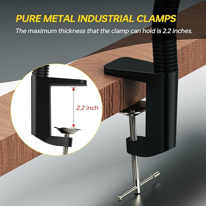 Clip Work Light, 9W Machine Clamp Lights, 900 Lumens Flexible Work Lamp for Lathe Milling Machine Drill Press, Aluminum Alloy Light Head (Clip Base)