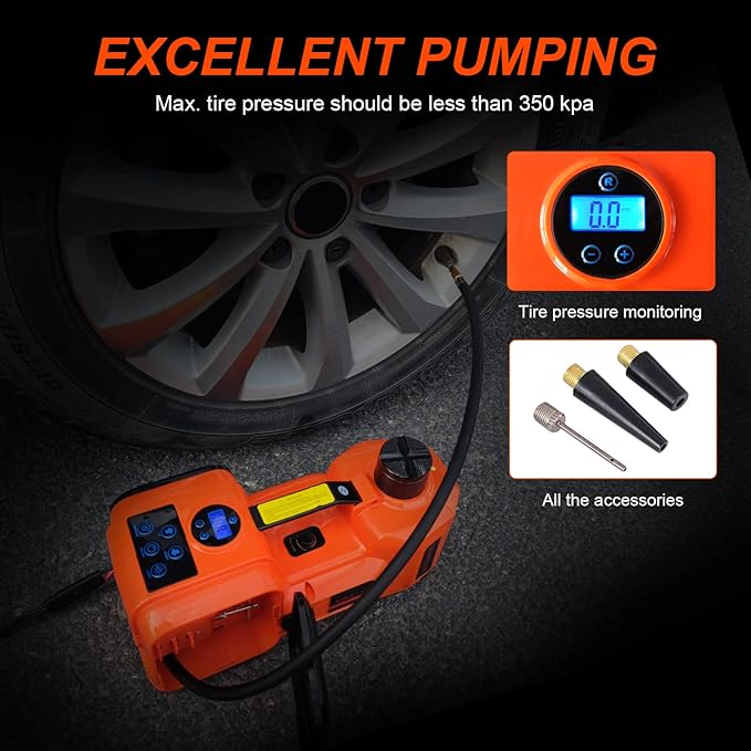E-HEELP Electric Car Jack Kit 5Ton 12V Hydraulic Car Jack Lift for SUV MPV Sedan Truck Change Tires Garage Repair with LCD