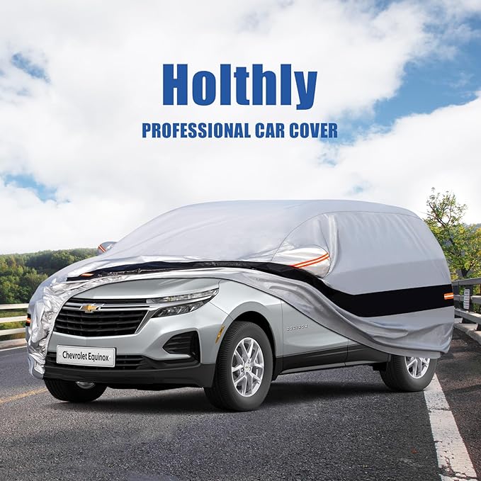 10 Layers SUV Car Cover Custom Fit for Chevrolet Chevy Equinox (2005-2024) Waterproof All Weather for Automobiles, Outdoor Full Cover Rain Sun UV Protection.Silver
