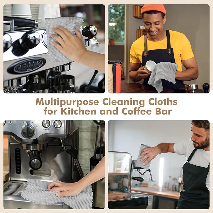 AIDEA Microfiber Cleaning Cloth for Glass 12PK, Grey, Lint Free Cloth Polishing Cleaning Rags, Stainless Steel Wipes, Barista Coffee Towel, Magic Cleaning Cloth for Glass, Windows, Mirrors, 11×11"