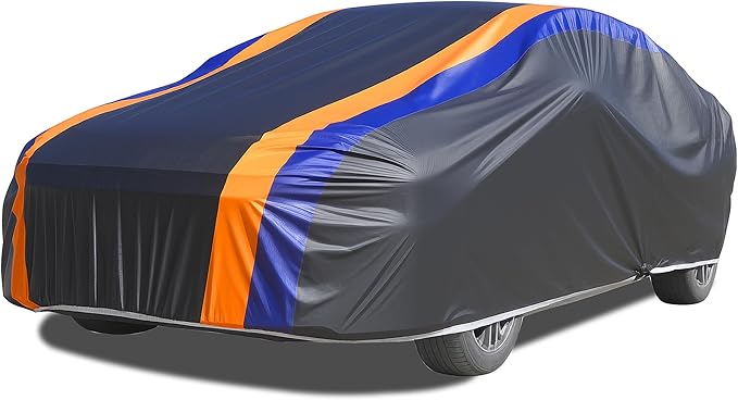 DINGHAO Car Cover Waterproof All Weather with Hot Stitching for Automobiles,6 Layers Outdoor Full Exterior Cover Sun UV Rain Snow Wind Protection Fit for 201"(201 * 75 * 59 inch) Sedan