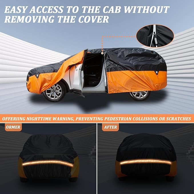 SUV Waterproof Car Cover for 170"-190" Automobilies, Outdoor Indoor All Weather Full Exterior Covers Windproof Rain Snow Sun Dust Heat UV Protection, Large Universal Winter Car Covers