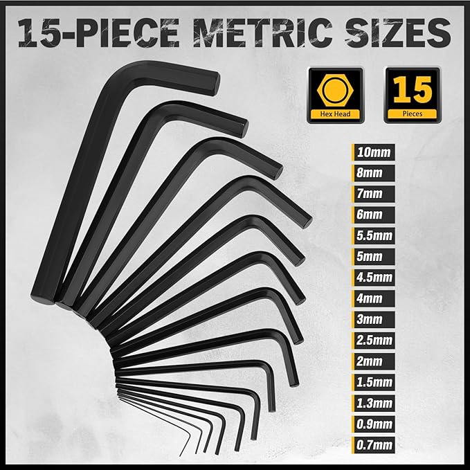 ELEAD 31-Piece Hex Key Set - Allen Wrench Set, SAE and Metric Allen Keys MM(0.7mm-10mm) SAE(0.028"-3/8) Heat-Treated, Torque Handle, High Leverage, Long & Short Keys, Easy Organization