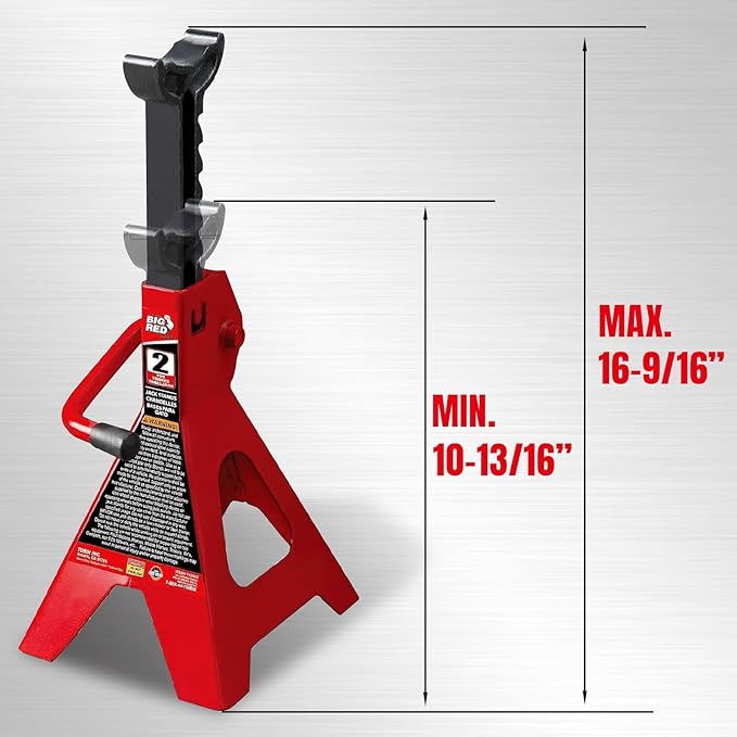 Big RED Torin Steel Jack Stands: 2 Ton (4,000 lb) Capacity, Red, 1 Pair