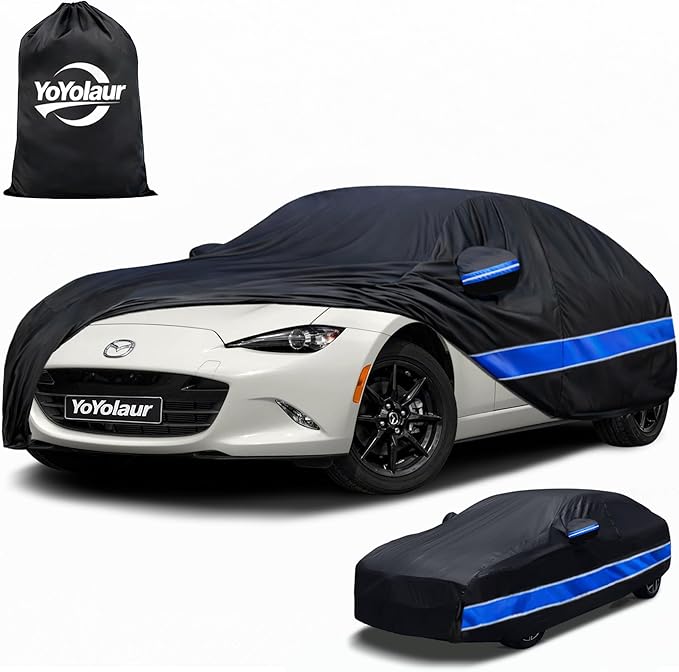 Car Cover Custom Fit Mazda Miata MX-5 MX5,10-Layer Car Cover Waterproof All Weather,Full Exterior Cover Cotton Lining,Sun Rain UV Dust Snow Protection with Door Zipper,Fit for Mazda Miata 1990-2025