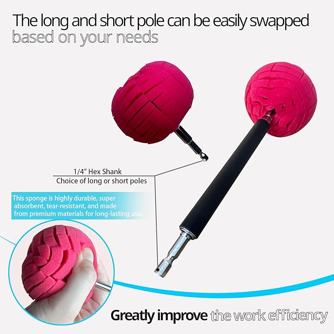 Drill Bit Cone Polisher, Metal Polishing Tool, Car Wheel Polishing Sponge, Polishing Pad, Polishing Ball, with Hand-Held Extension Bracket, Suitable for Household Standard Hand Drill