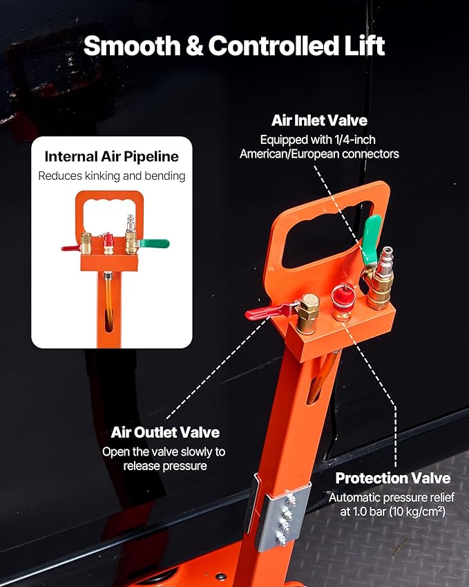 VEVOR Air Jack with Support Rod, 3 Ton/6613 lbs Triple Bag Air Jack, Lift Up to 18.5 inch with Heightened Column & Adjustable Handle, 1-6 s Fast Lifting Pneumatic for Car, SUV, Pickup Truck