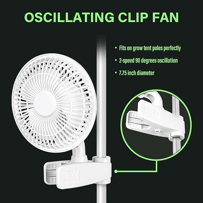 Simple Deluxe Clip Fan, 6 Inch Grow Tent Fan, Adjustable 90° Angles, 15W, 2-Speeds Control, 4 Pack