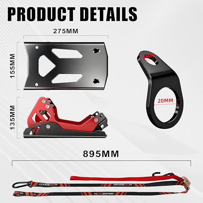 Motorcycle Wheel Chocks with Tie Down Strap,Special for Transportation Foldable Portable 1800lbs Trailer Chocks for 8"-21" Wheel Universal for Most Crusier Sports Dirt Bikes Trailer Truck-Red