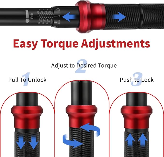 AEROFORCE 3/8-Inch Drive Torque Wrench（10-80 lb.ft / 13.6-108.8 Nm),72 Tooth Dual Direction Reversible Ratchet, Dual Range Scales, Precision Calibrated for Bike, Motorcycle and Car Repair