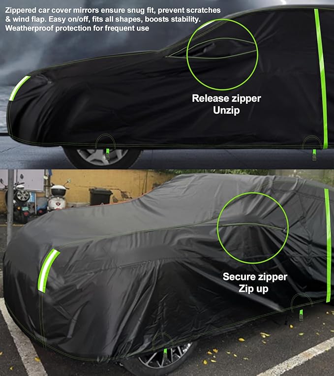 Custom Fit for Jeep Compass Car Cover 2007-2025 Compact SUV Covers 100% Waterproof with Zipper Door & Side Mirror Pockets All Weather Snowproof Rain Hail UV Protection Outdoor Full Cover