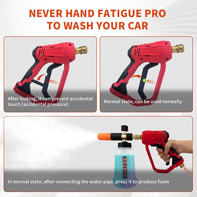 Selkie 5000PSI Pressure Washer Gun with Foam Cannon, Pressure Washer Sprayer Gun with Dual Adjustable Snow Foam Lance with 7pcs Nozzles,1/4" Quick Connector,4350PSI