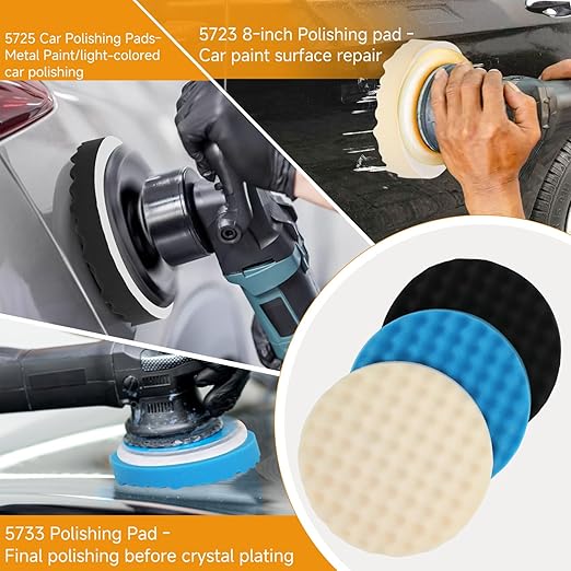 𝐔𝐩𝐠𝐫𝐚𝐝𝐞𝐝 Polishing Pad-8 Inch for 7" Backing Plates –Replace for 3m 5275 5723 5733 Foam Buffing Pads- Car Polishing Cutting Sponge Pads Compatible with dewalt, spta and Chemical Guys Polisher