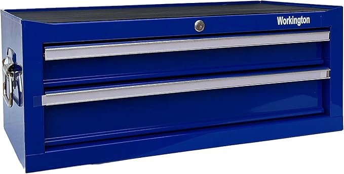 Workington Industrial 2 Drawers Portable Metal Intermediate Box, 26" Middle Tool Chest Cabinet with Ball Bearing Drawer Slides, Steel Tool Storage Box Organizer 4008 Blue