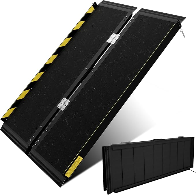 Portable Wheelchair ramp 4FT,Non-Slip Aluminum Threshold ramps for Home Steps,Folding Handicap ramp,doorways,Stairs,Scooter,Weight Capacity 800LBS (4FT(Usable Height 4-12 inch))