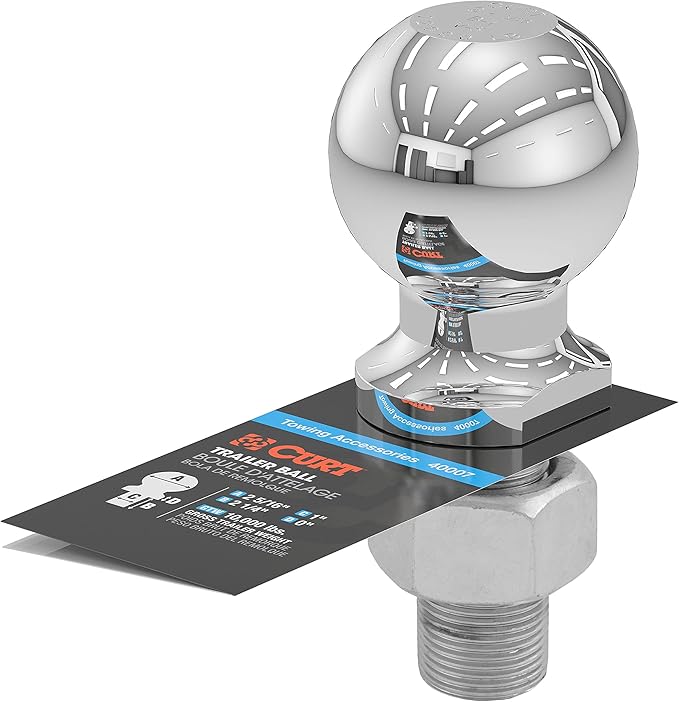 CURT 40007 Chrome Trailer Hitch Ball, 10,000 lbs, 2-5/16-Inch Diameter, 1 x 2-1/4-Inch Shank