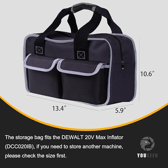Air compressor storage bag，Car tire Inflator for DEWALT DCC020IB 20V Max（Bag Only.