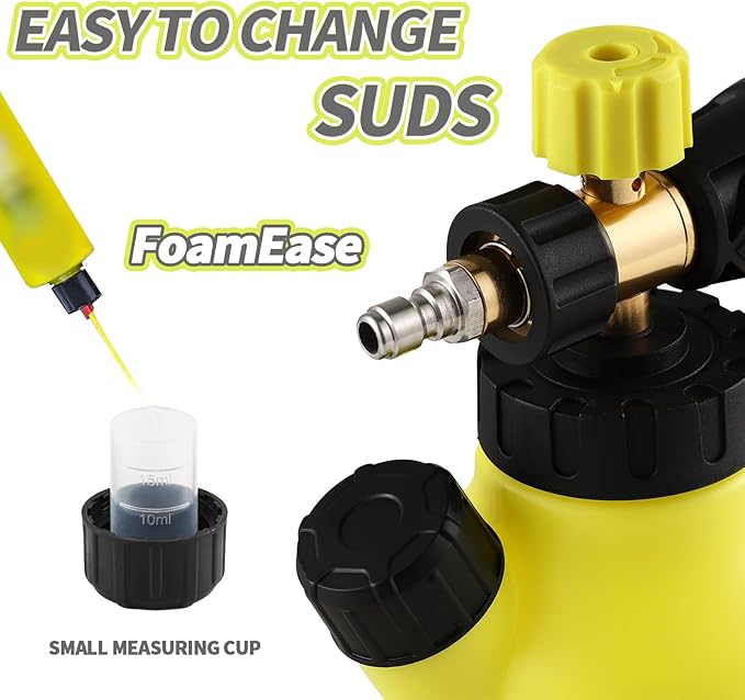 REALYOU Foam Cannon up to 4500 PSI, Foam Cannon for Pressure Washer with 1/4'' Quick Connector, Snow Foam Cannon with Adjustable Nozzle and 1L Foam Cannon Bottle, Fits Most Car Washing Accessories