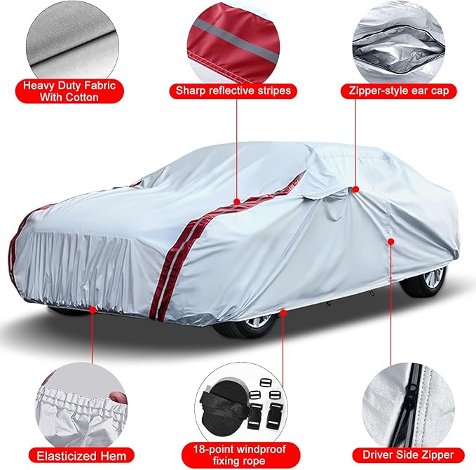 Waterproof Car Covers Replace for 2013-2025 Subaru BRZ/Toyota 86, 6 Layers All Weather Custom-fit Car Cover with Zipper Door & 18 Ponit Windproof Bands for Snow Rain Dust Hail Protection