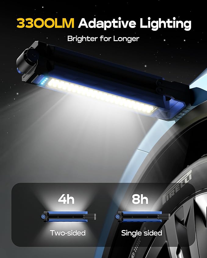 Mechanics Work Light, Under Hood Working Light Bar with Magnetic, 5600AH 3600LM Portable Cordless Work Light for Mechanic, Job Site Lighting for Underhood/Mechanic/Car Repairing/Garage -Blue