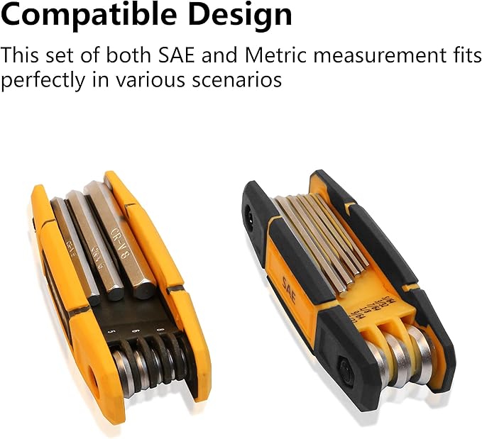 MULWARK 4 Pack Folding Allen Wrenches Sets | 17-Piece Complete Metric & Standard SAE Hex Key Set with Portable Holders for Basic Home Repair, Furniture Assembly, and DIY Projects