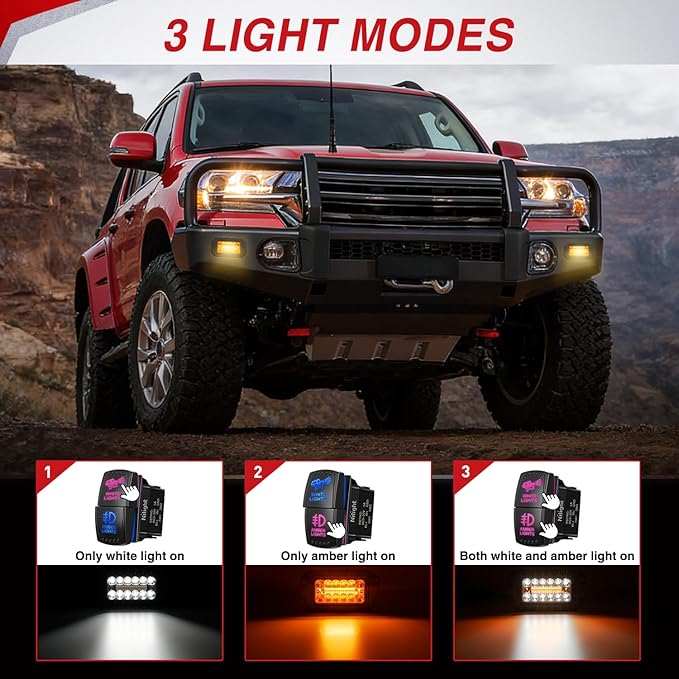 Nilight Flush Mount LED Light Pods 2PCS 6 Inch 39W Amber White 3 Lighting Modes Fog Lights Spot Flood Beam with Dual Control 18AWG Wiring Harness for Truck Pickup Golf Cart UTV ATV SUV Boat 4x4 Car